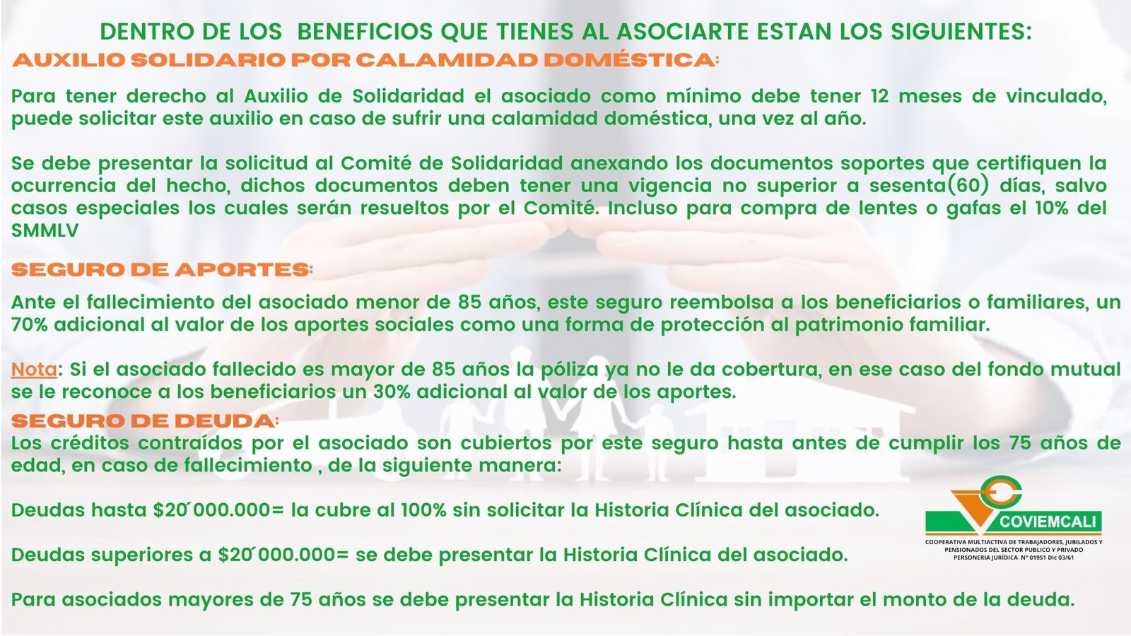 Beneficios para los asociados de COVIEMCALI
